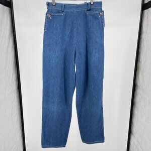 Vintage 50s Carole Chris Denim Jeans Rockabilly Pinup High Rise Back Zip 28
